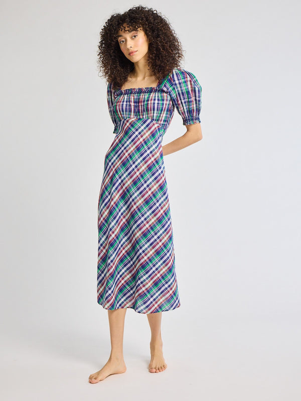 Nicolette Dress in Ivy Plaid — view 4