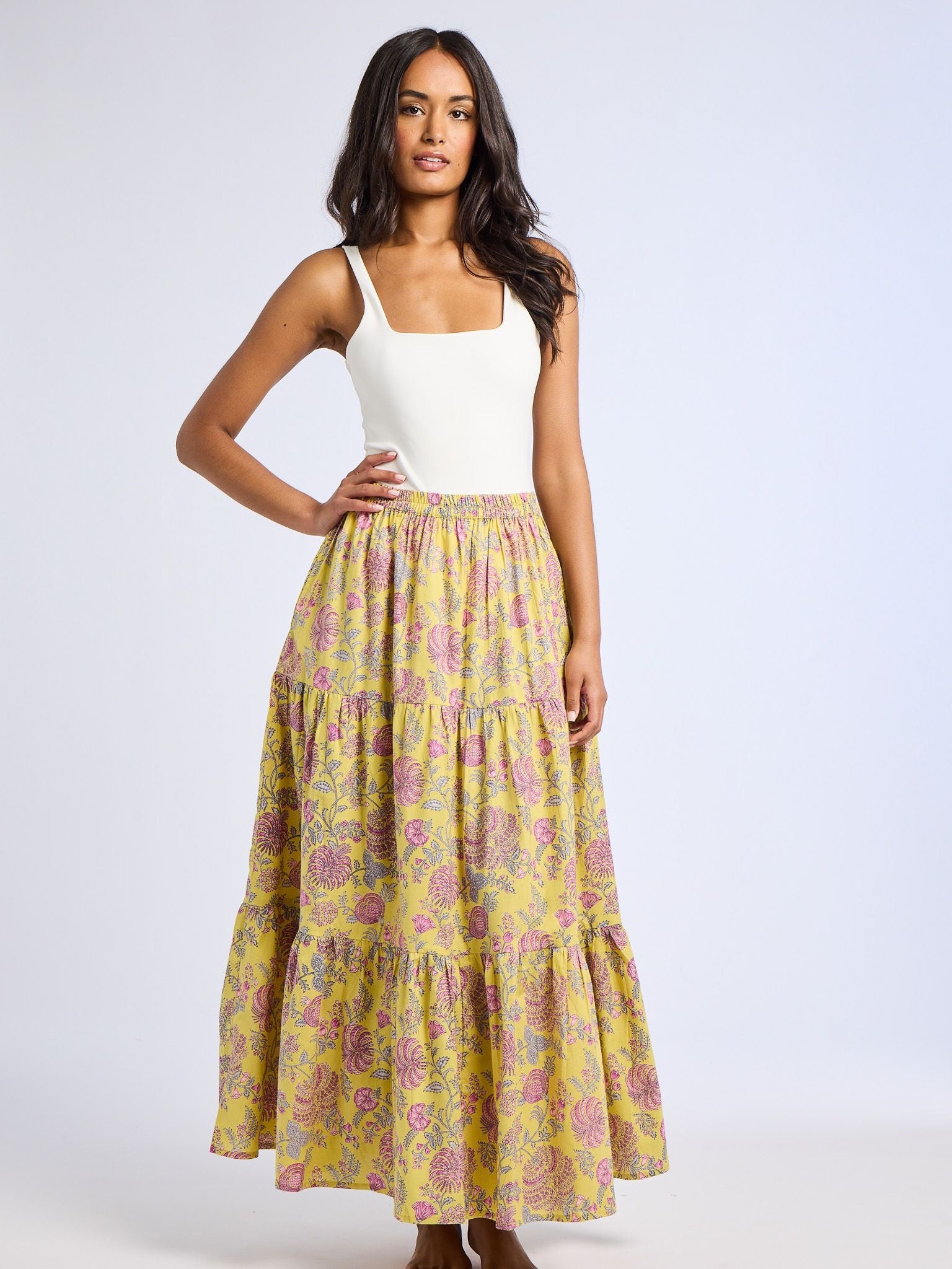 Paola Skirt in Citron Floral