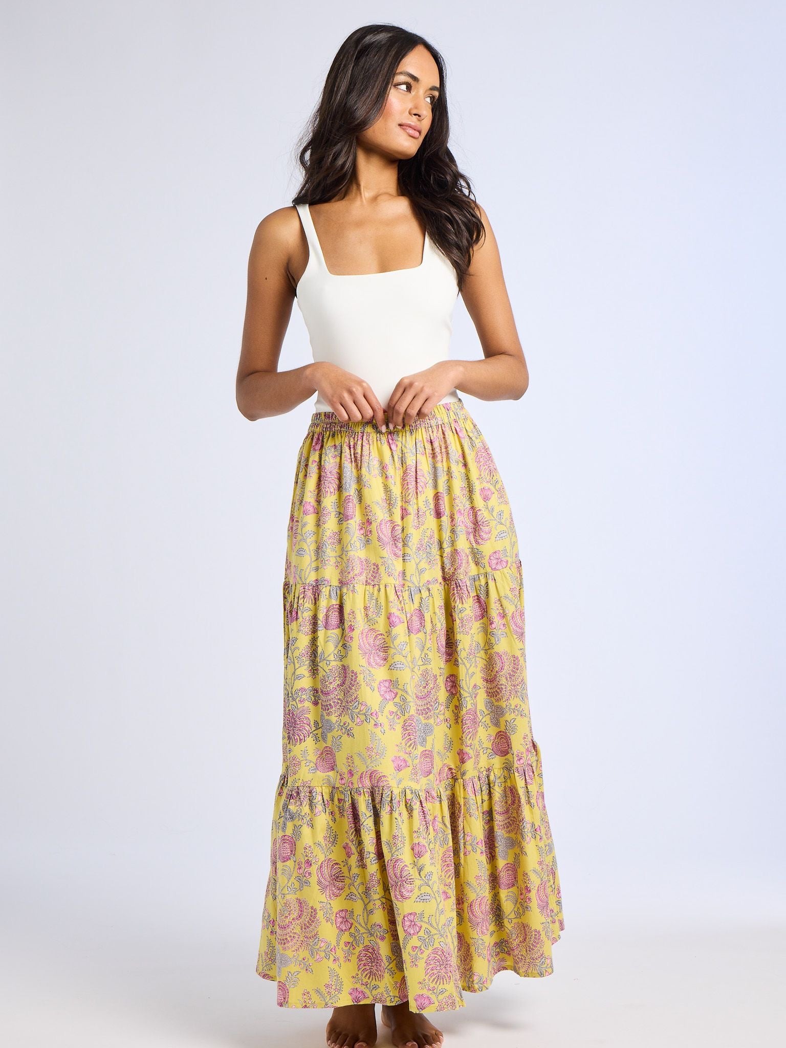 Paola Skirt in Citron Floral