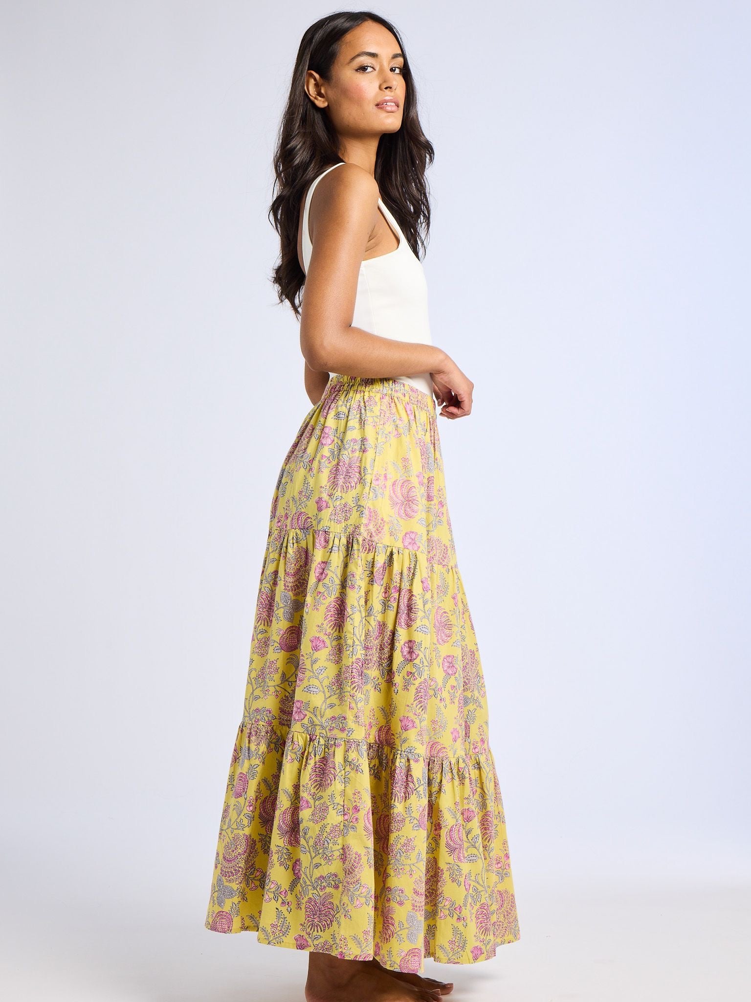 Paola Skirt in Citron Floral