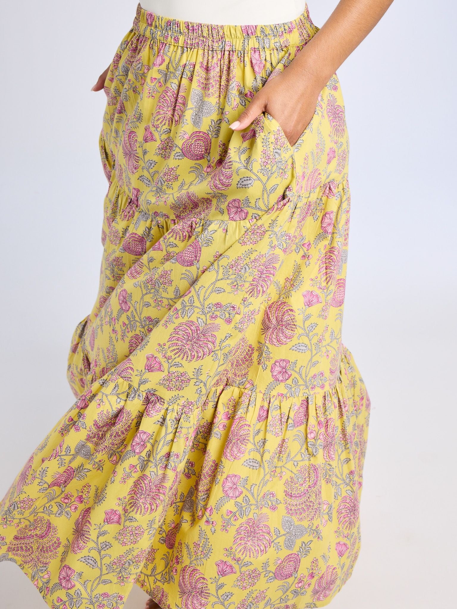 Paola Skirt in Citron Floral