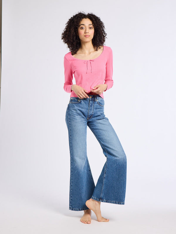 Sally Pointelle Tee in Bubblegum — view 5