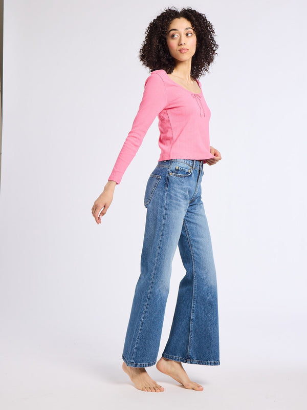 Sally Pointelle Tee in Bubblegum — view 7