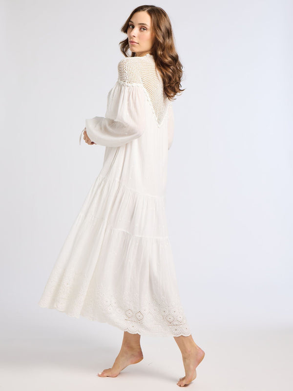 Vega Dress in White Crochet — view 2