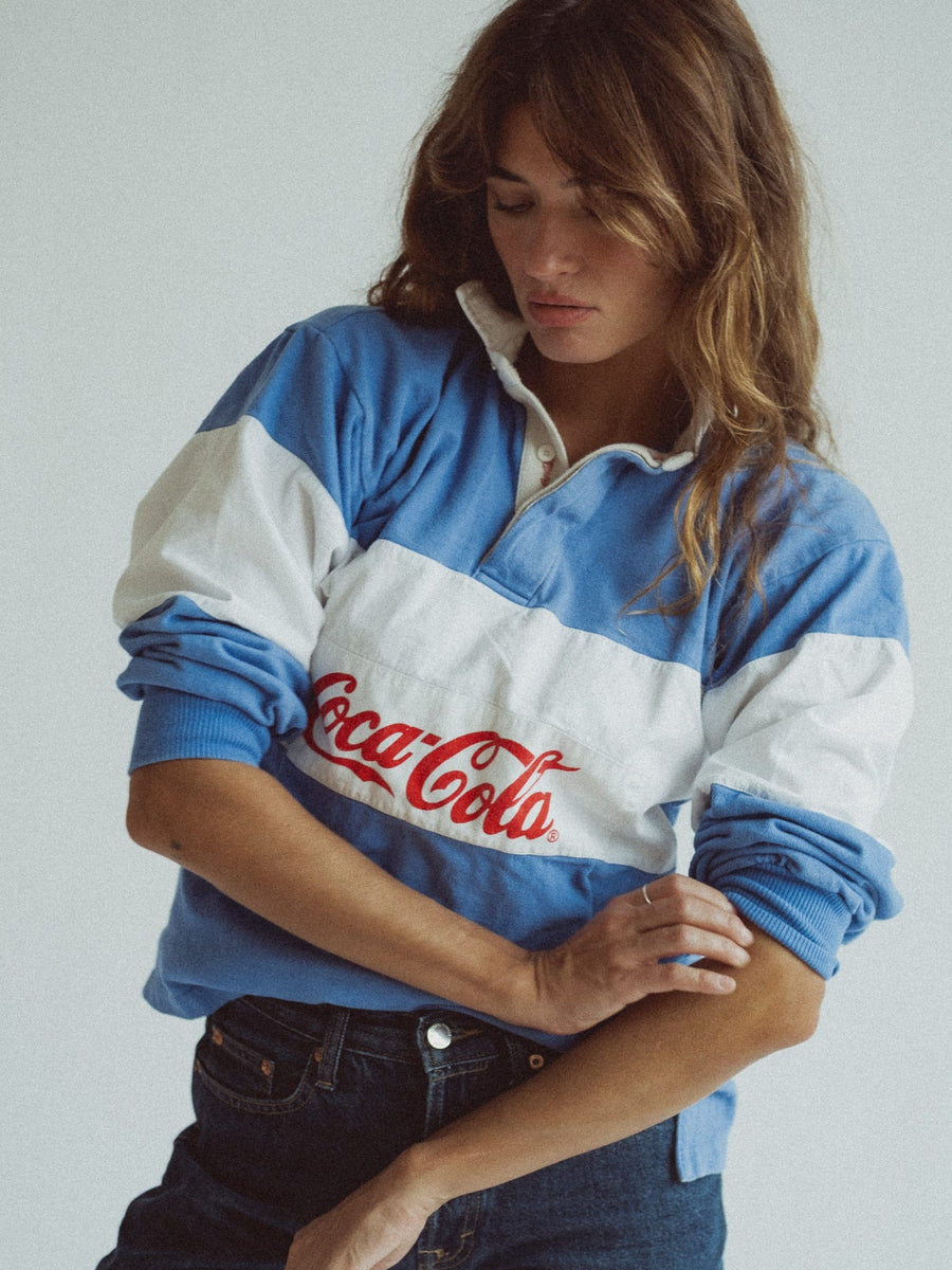 Vintage Coca-Cola Rugby Shirt - Blue and Navy