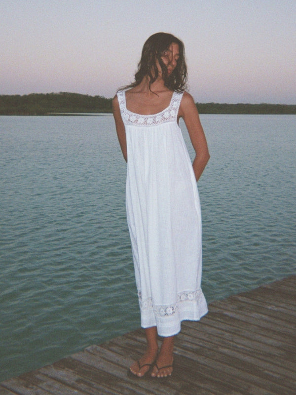 Adelia Dress in White Linen — view 4