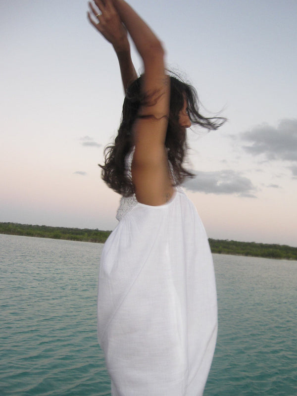 Adelia Dress in White Linen — view 2