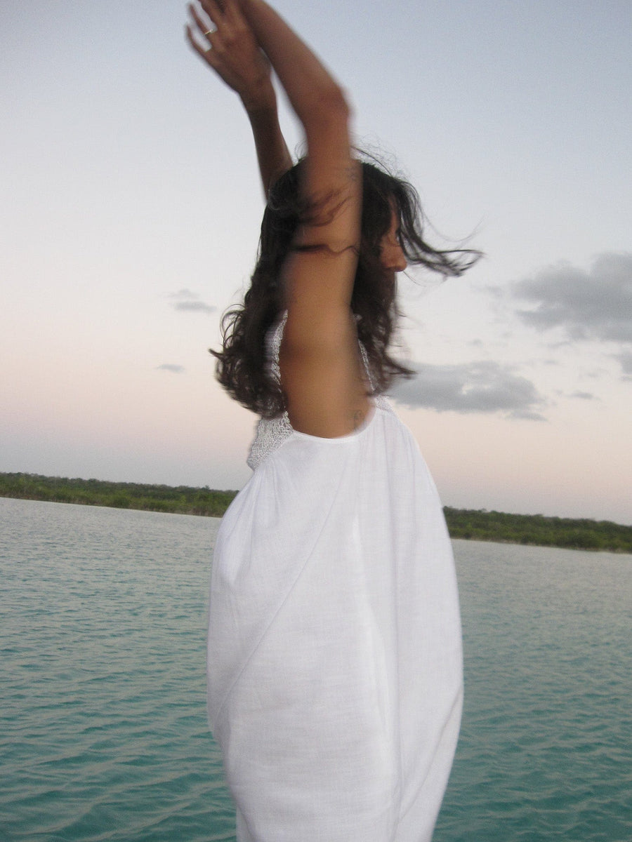 Adelia Dress in White Linen — alternate view