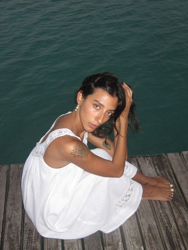 Adelia Dress in White Linen — view 11