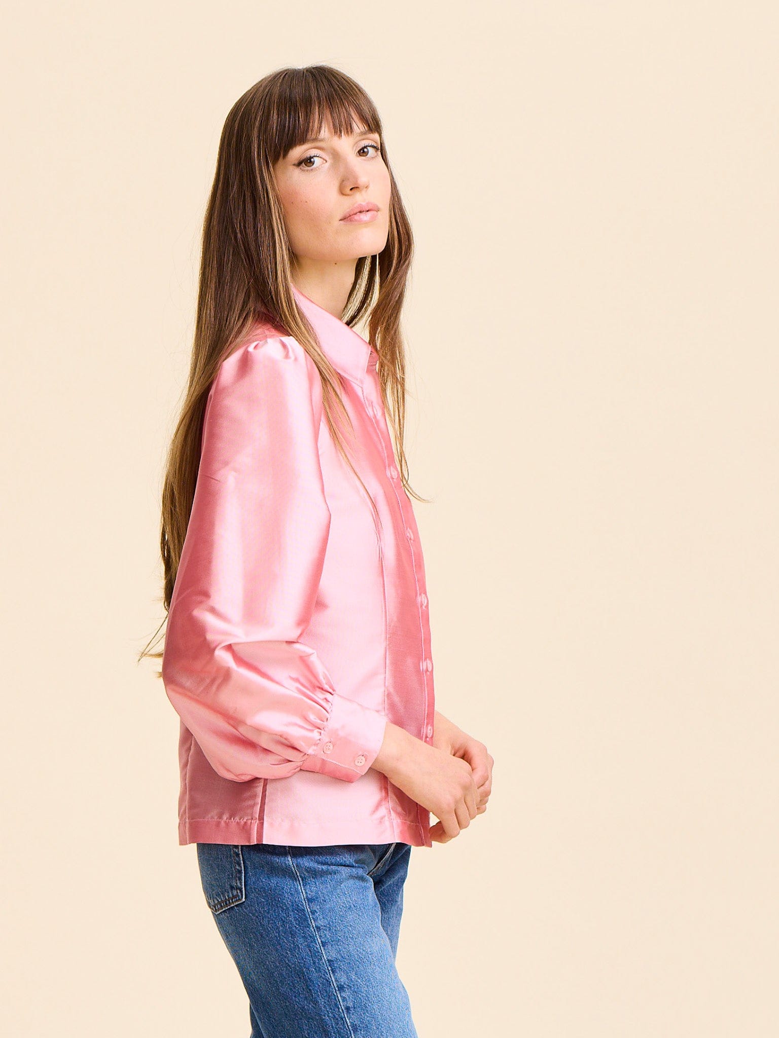 Adeline Top in Peony Taffeta – MILLE