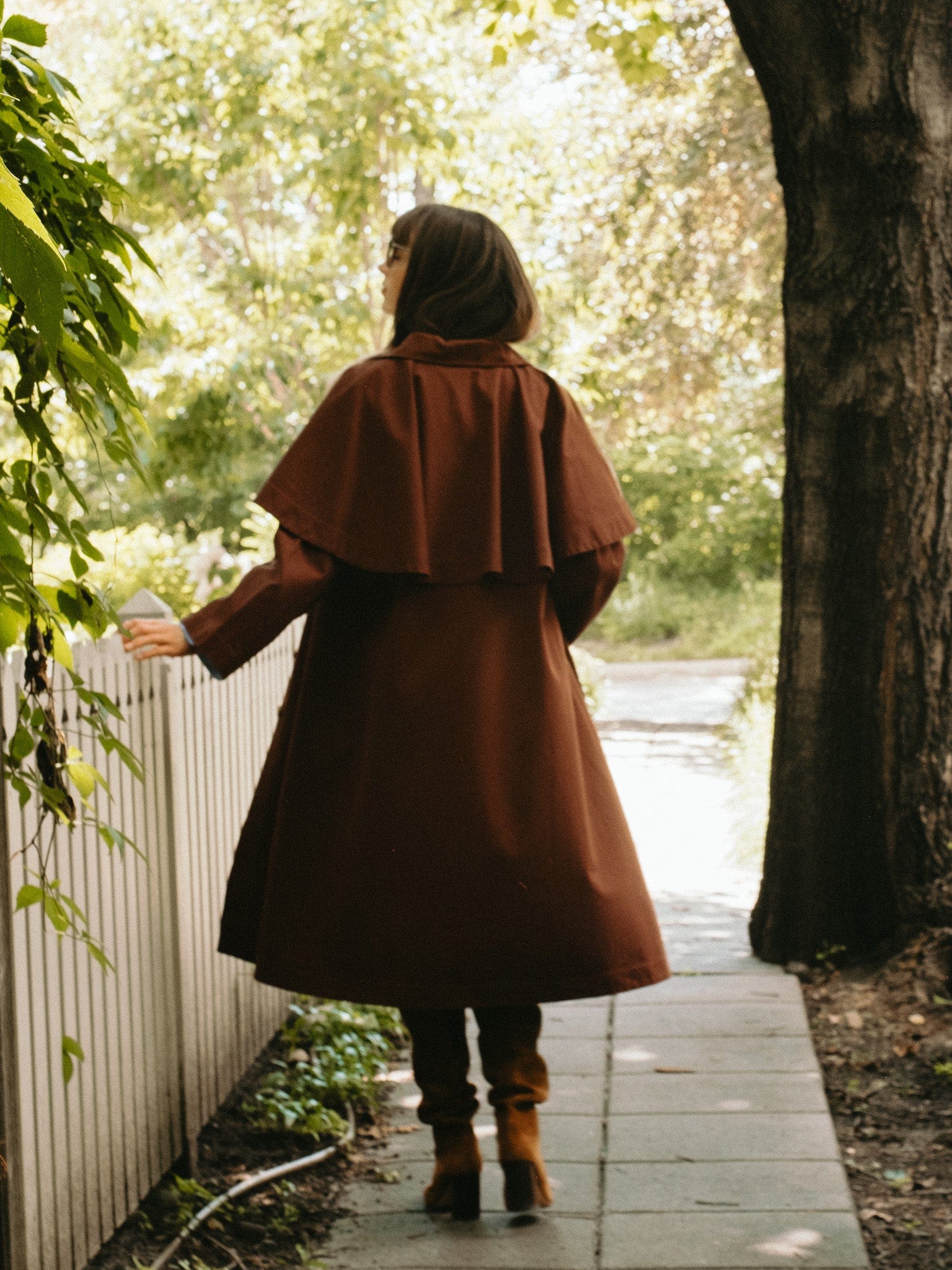 Alina Coat in Chocolate | MILLE – Cape Overlay Cotton Coat