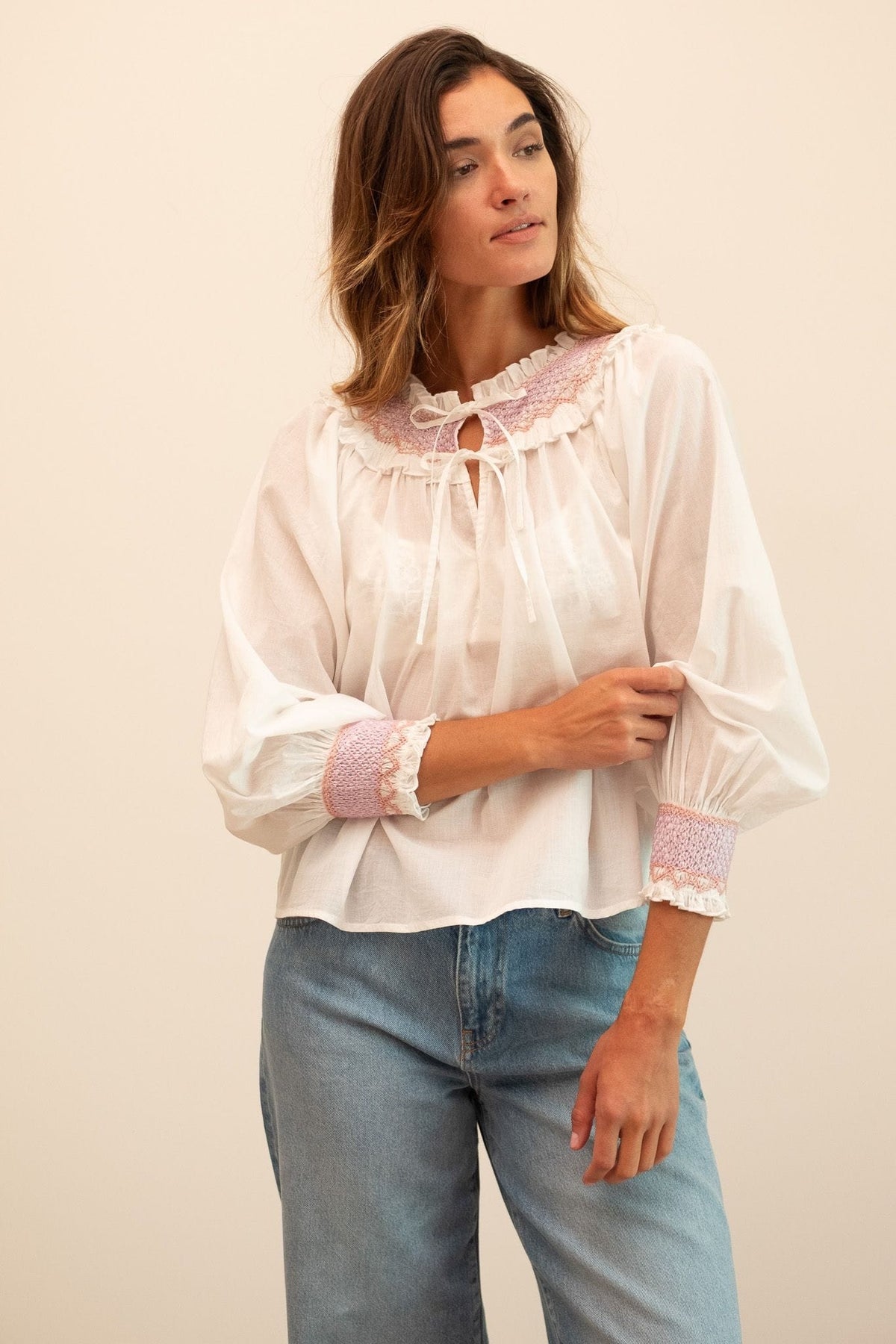 Amari Top in White with Pastel — The cut