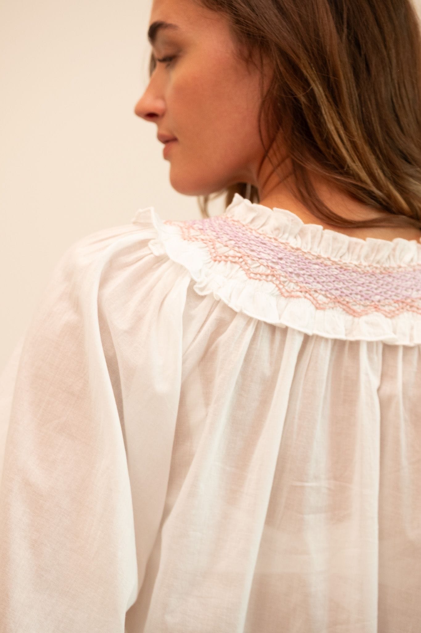 Amari Top in White with Pastel – MILLE