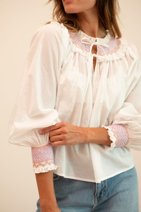 Amari Top in White with Pastel — view 1
