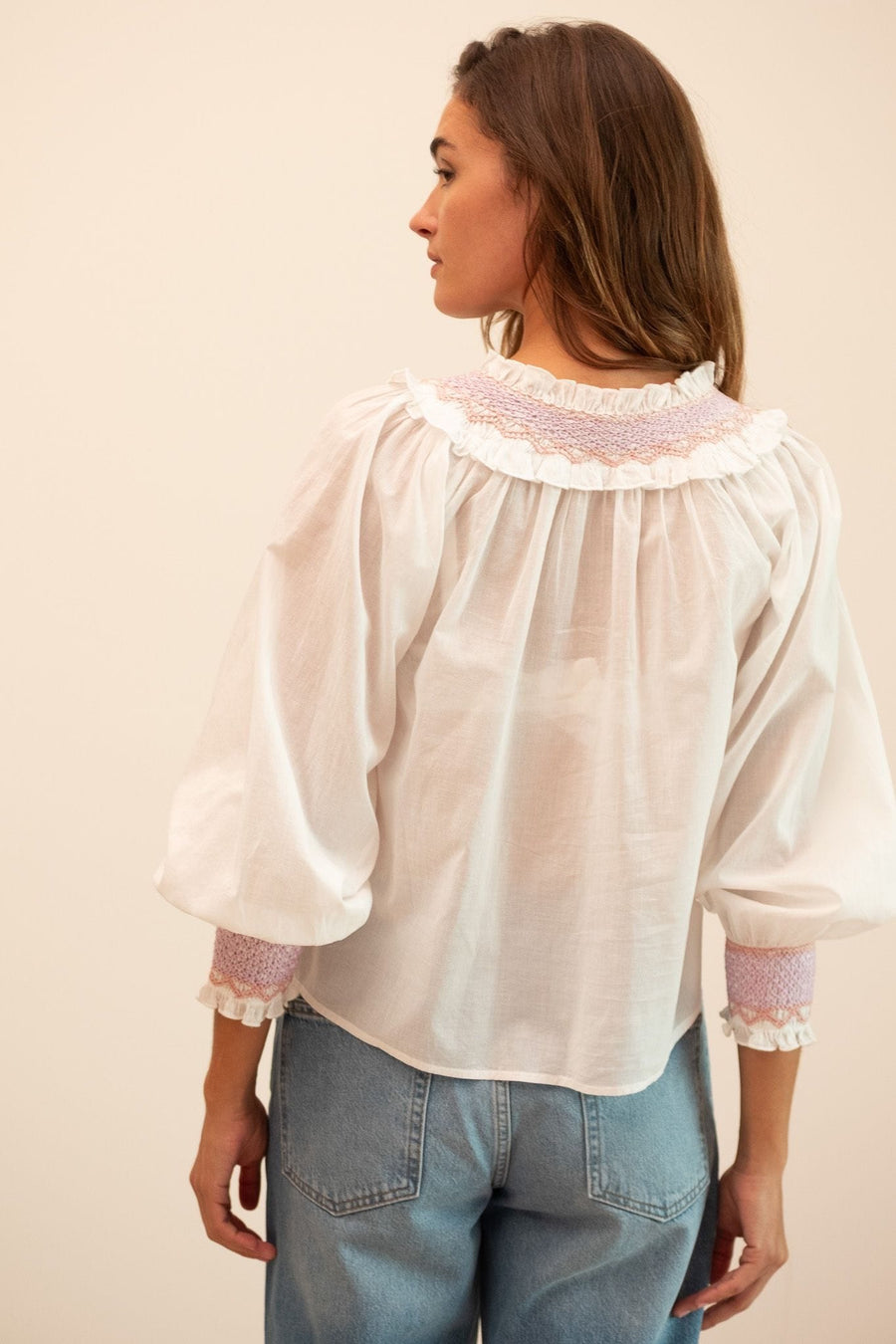 Amari Top in White with Pastel — alternate view