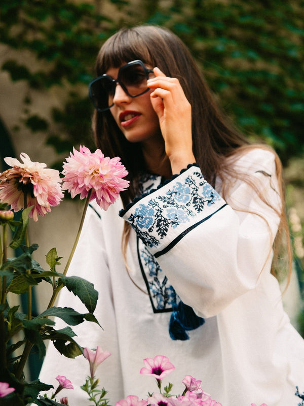 Angelica Top in Santorini Embroidery — view 4