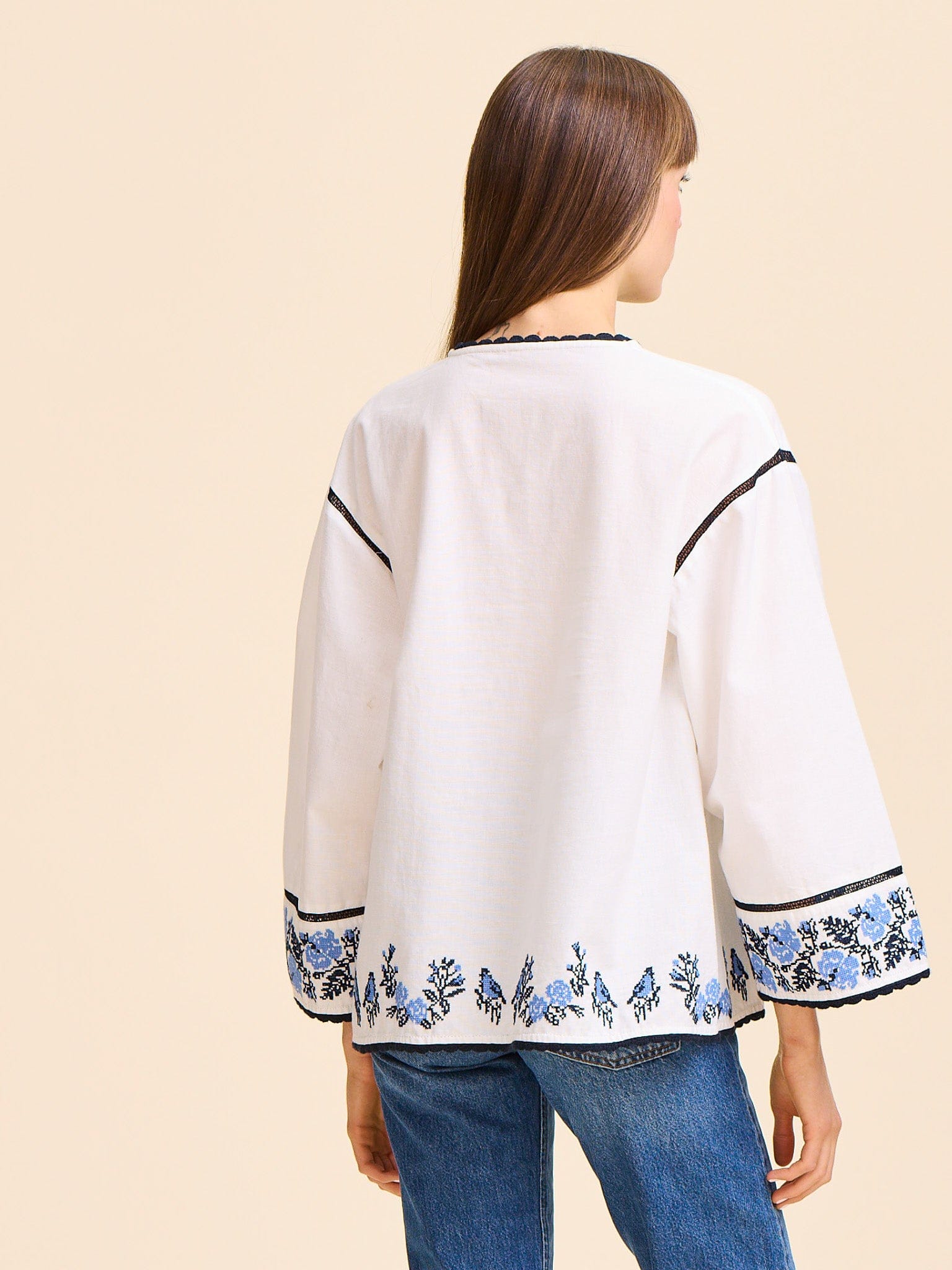 MILLE Clothing Angelica Top in Santorini Embroidery