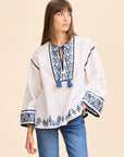 MILLE Clothing Angelica Top in Santorini Embroidery