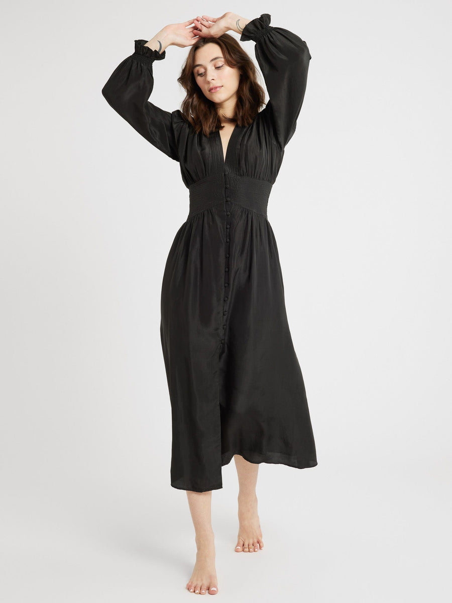 Anya Dress in Black Washed Silk — alternate view