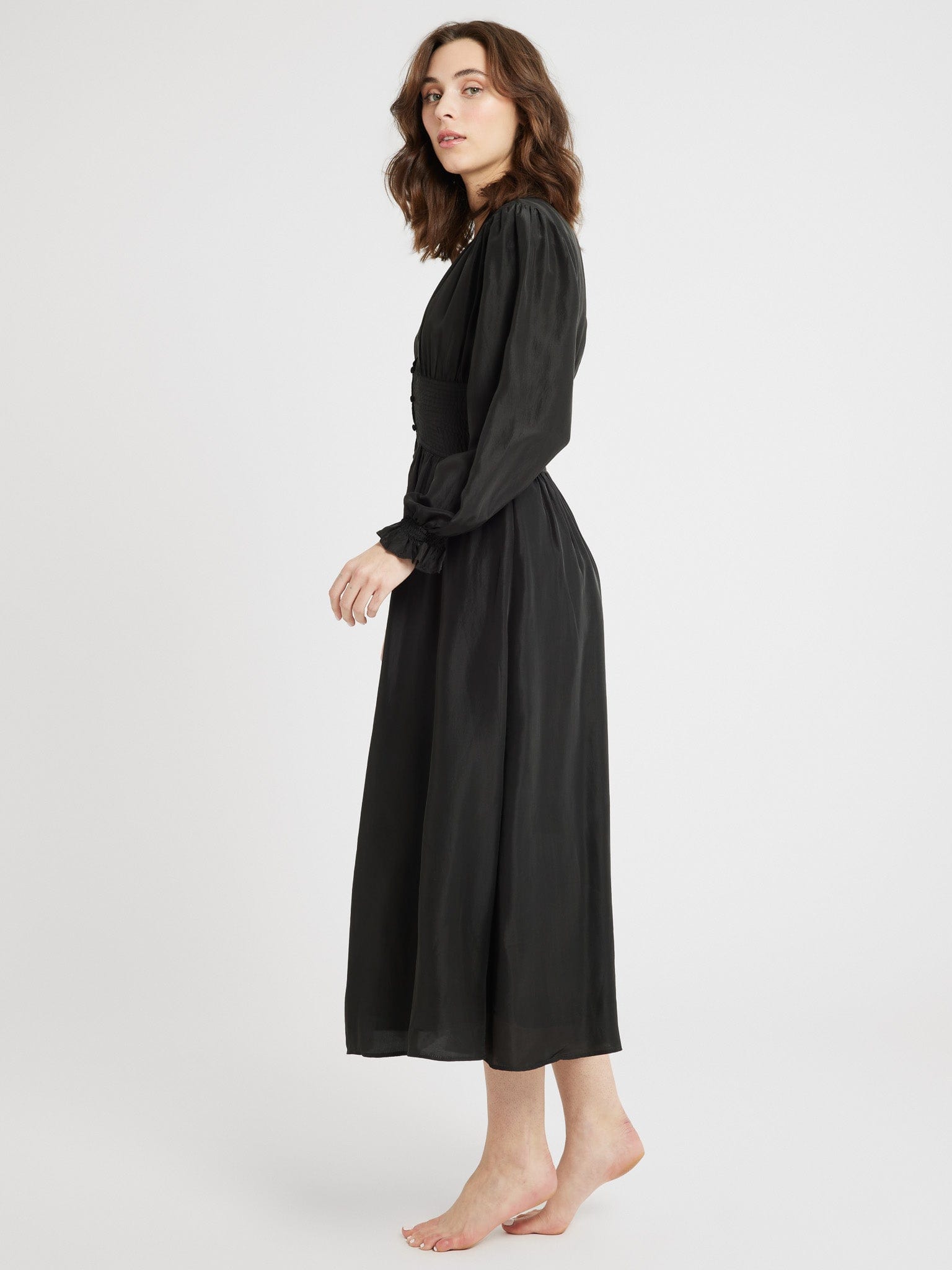 MILLE Clothing Anya Dress in Black Washed Silk
