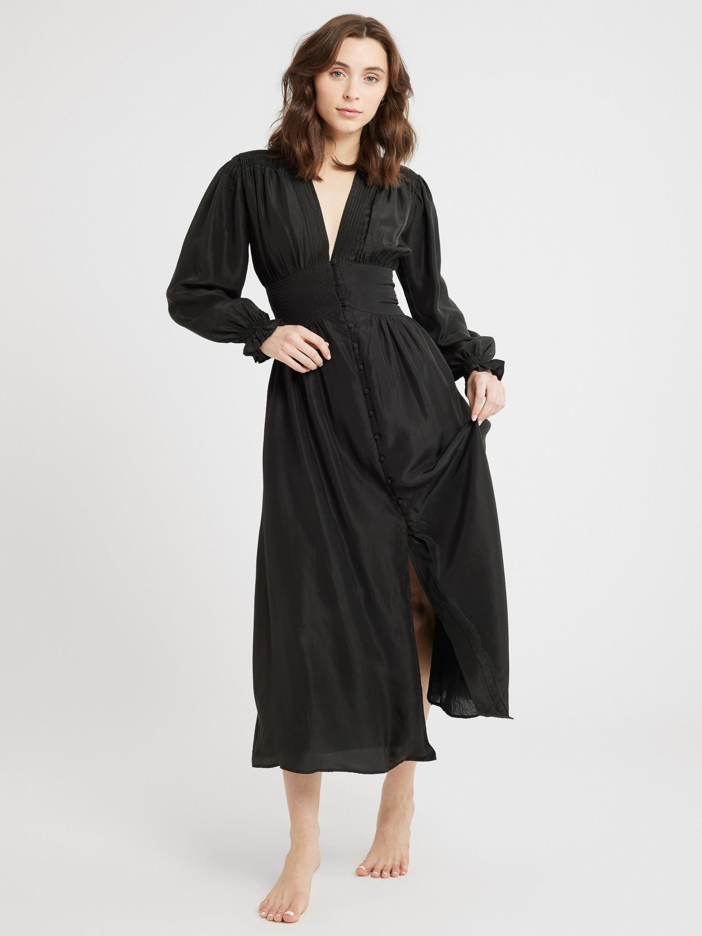 MILLE Clothing Anya Dress in Black Washed Silk