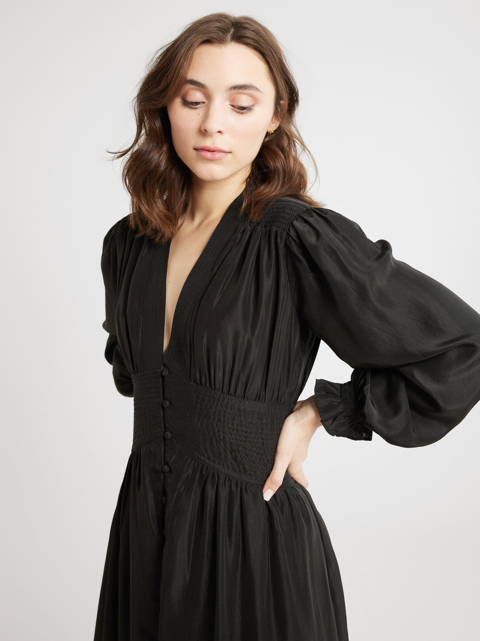 MILLE Clothing Anya Dress in Black Washed Silk