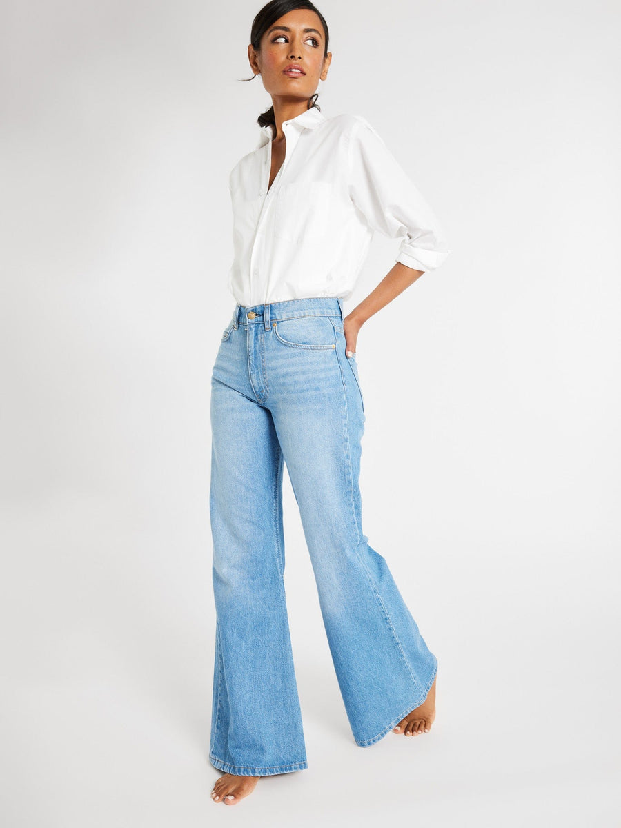 Ashton High Rise Wide Leg Flare Jean in Malibu – MILLE