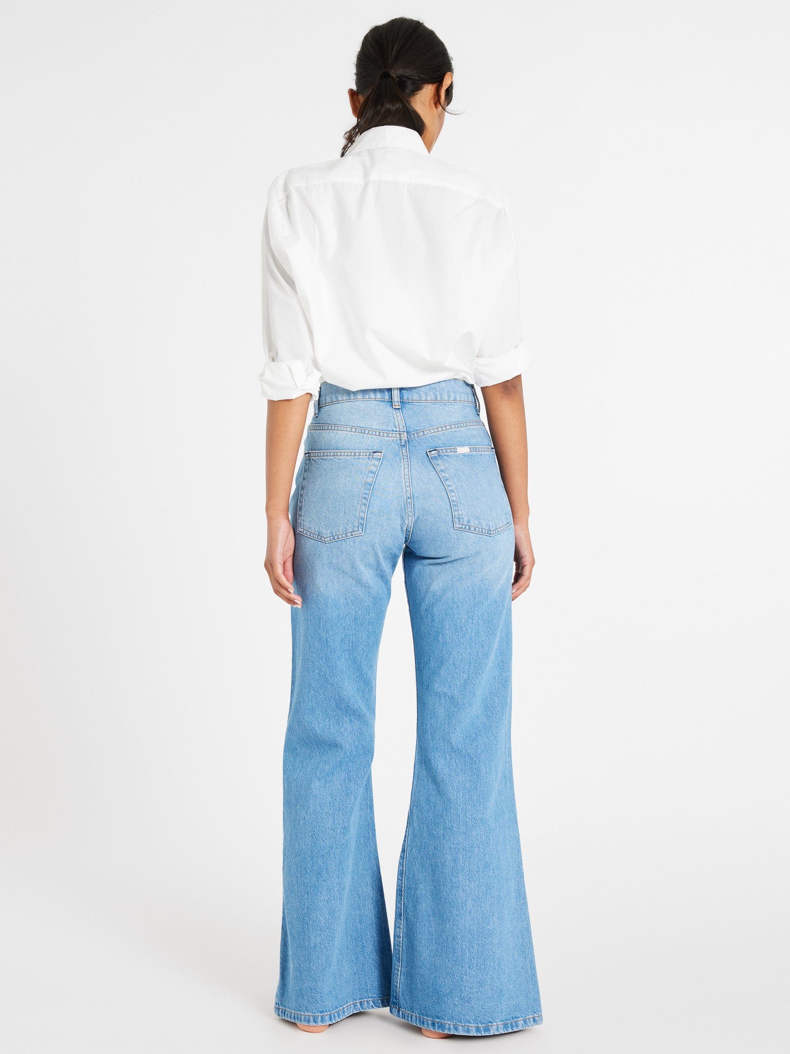 Ashton High Rise Wide Leg Flare Jean in Malibu – MILLE