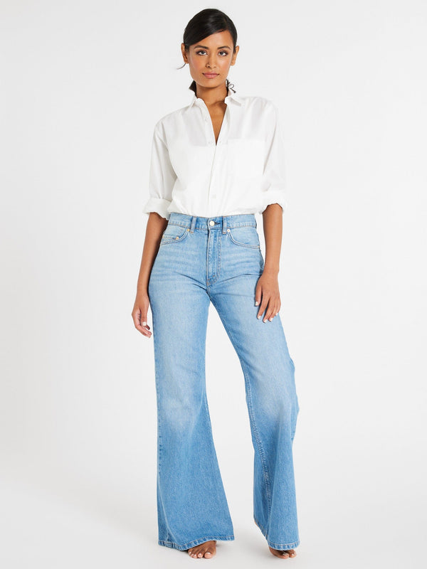 Ashton High Rise Wide Leg Flare Jean in Malibu — view 6