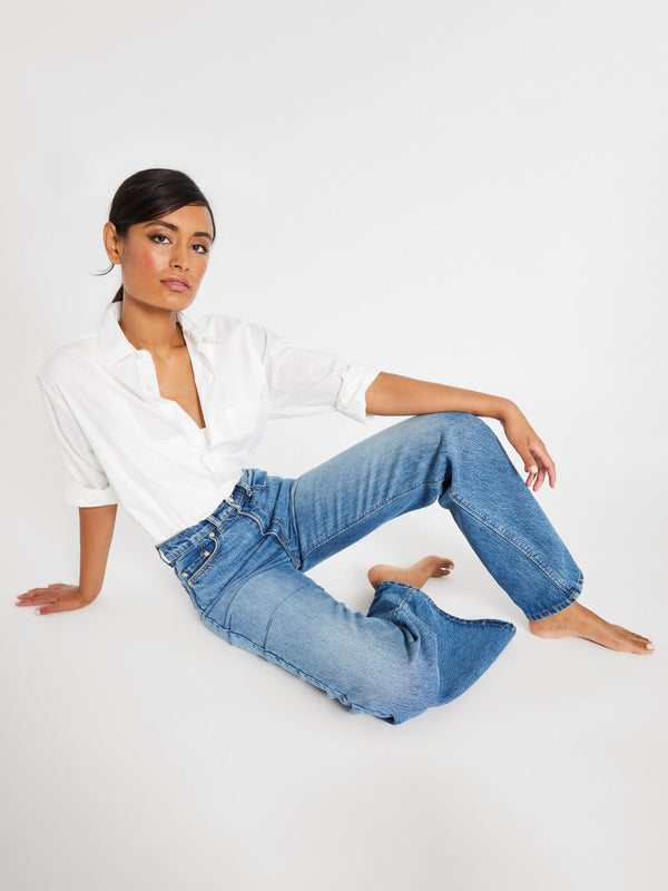 Ashton High Rise Wide Leg Flare Jean in Montecito — view 8