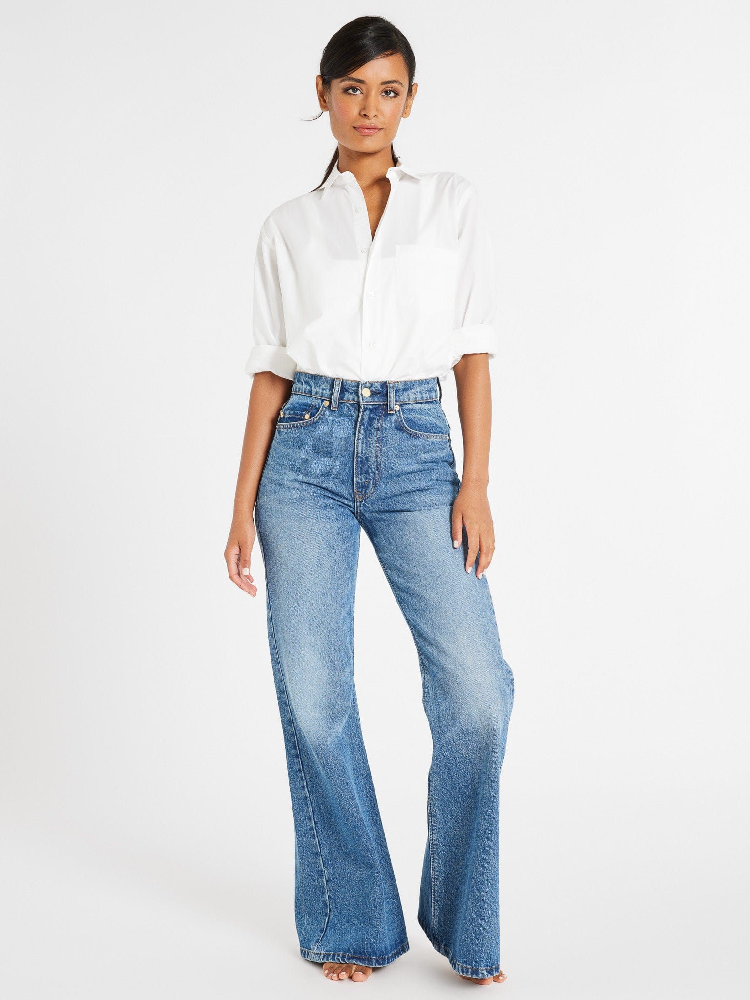 Ashton High Rise Wide Leg Flare Jean in Montecito – MILLE