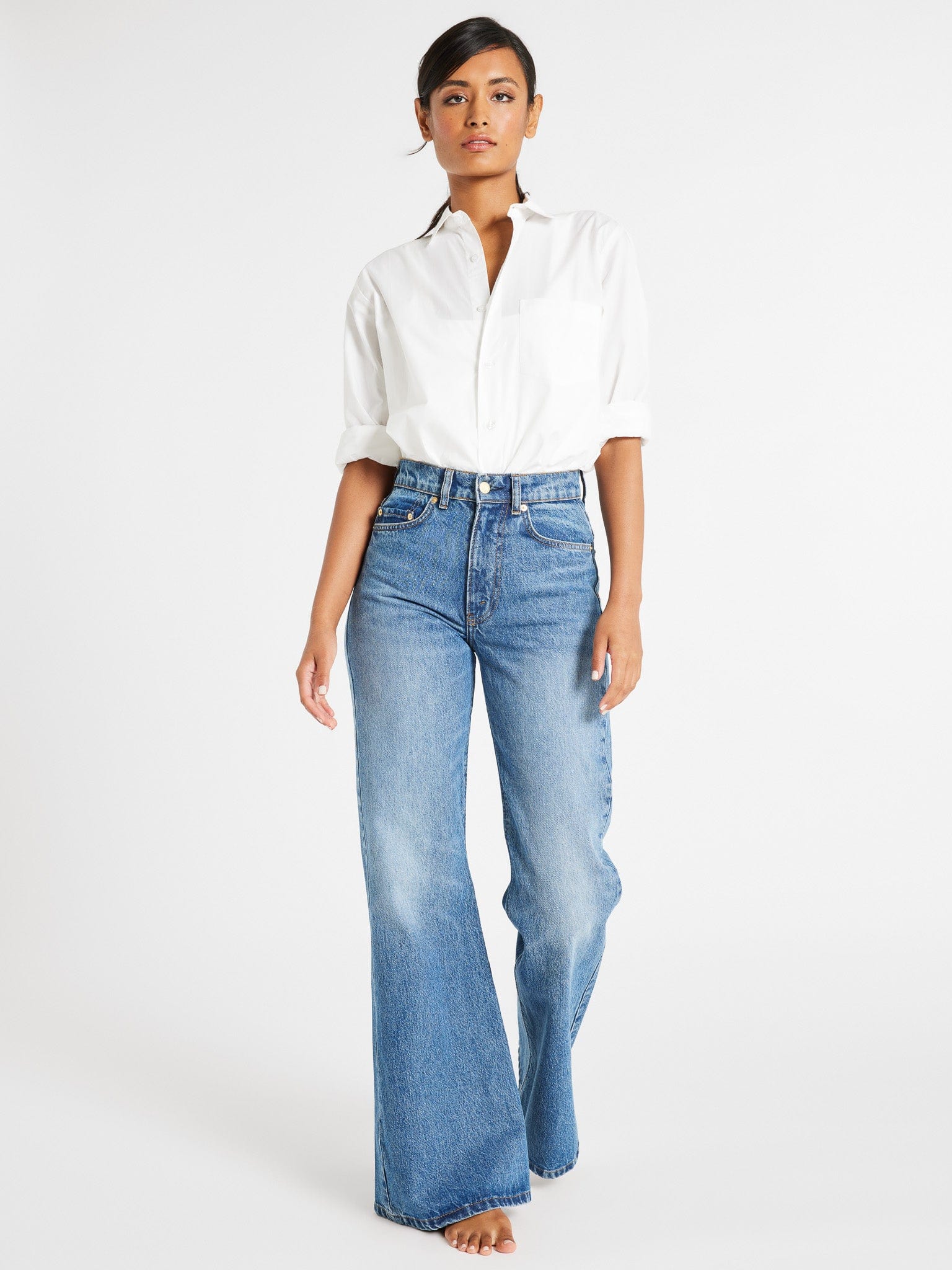 MILLE Clothing Ashton High Rise Wide Leg Flare Jean in Montecito