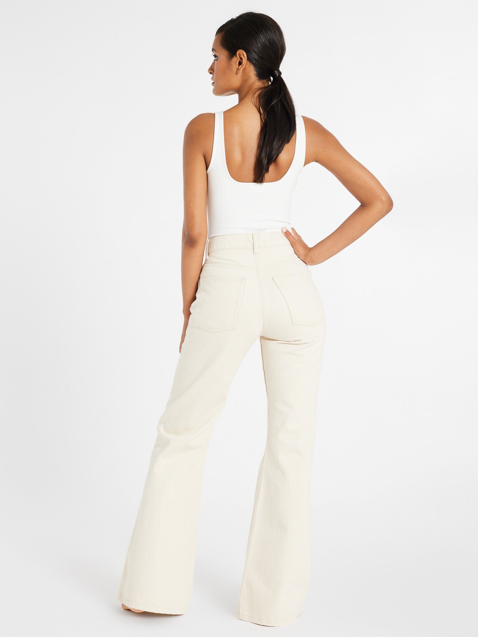 MILLE Clothing Ashton High Rise Wide Leg Flare Jean in Sand