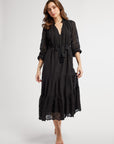 MILLE Clothing Astrid Dress in Black Petal Embroidery