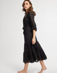 MILLE Clothing Astrid Dress in Black Petal Embroidery