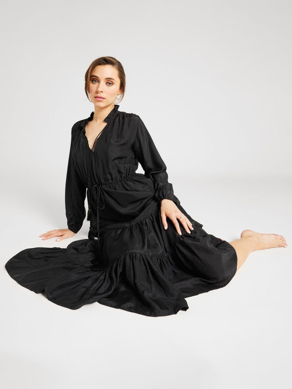 Astrid Dress in Black Silk — view 7
