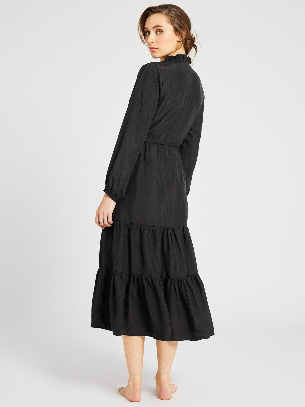 Astrid Dress in Black Silk — The silhouette