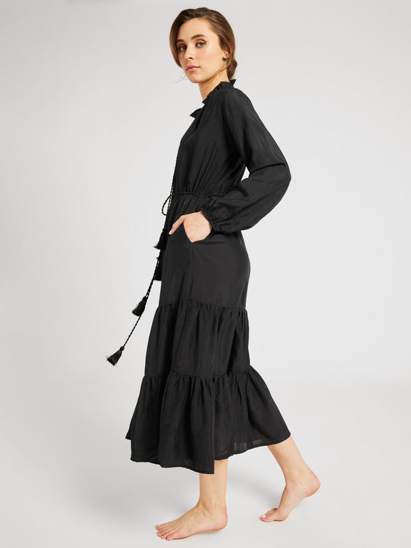 Astrid Dress in Black Silk — view 6