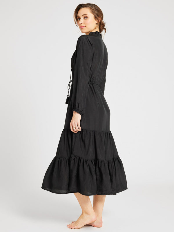 Astrid Dress in Black Silk — view 2