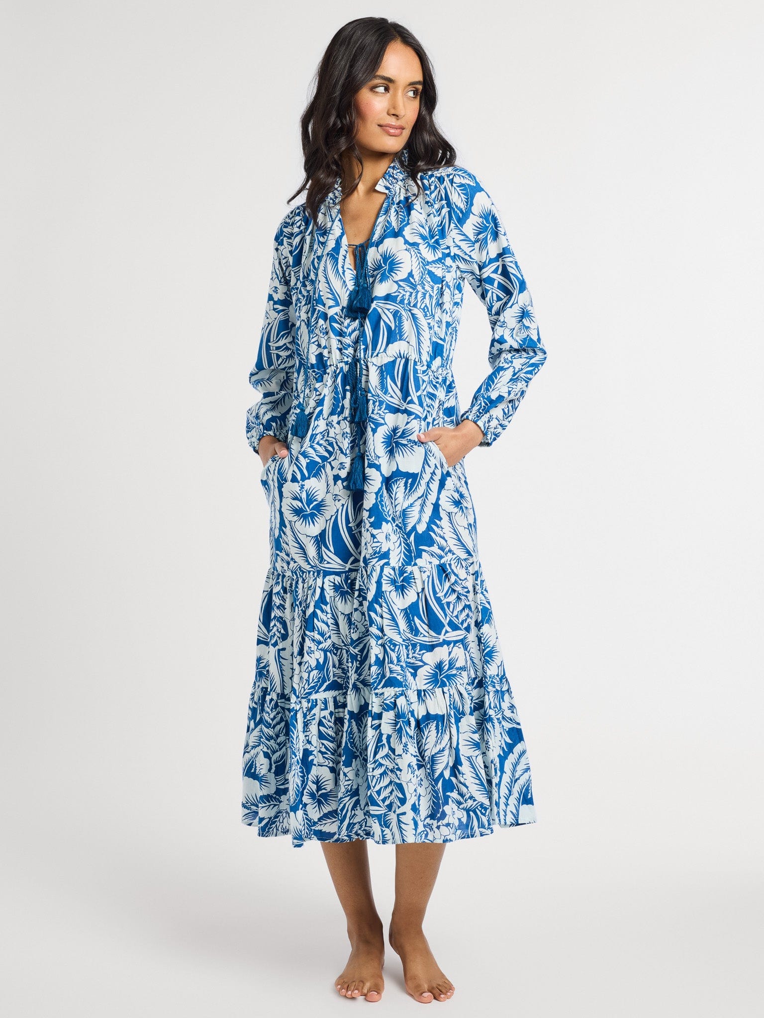 MILLE Clothing Astrid Dress in Blue Hibiscus