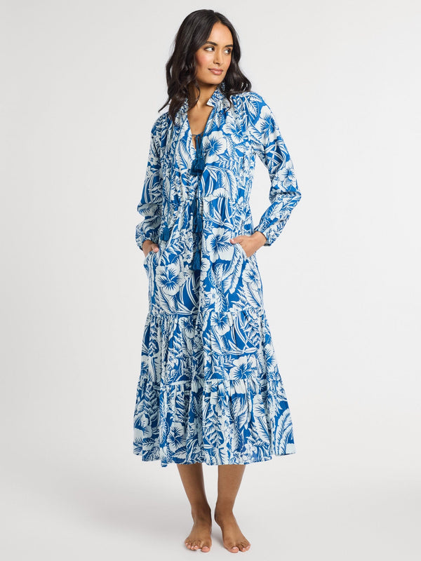 Astrid Dress in Blue Hibiscus — view 2