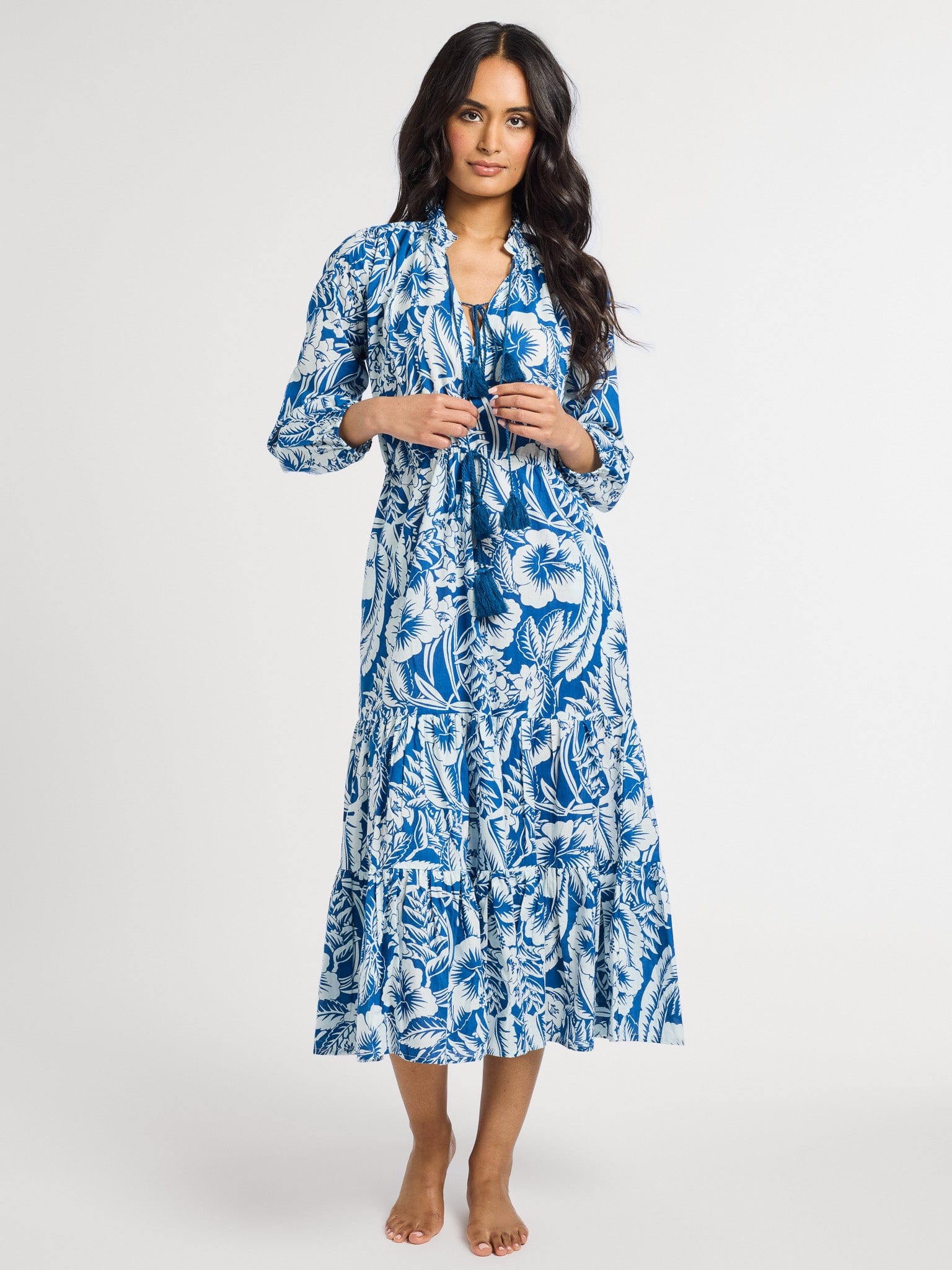 MILLE Clothing Astrid Dress in Blue Hibiscus