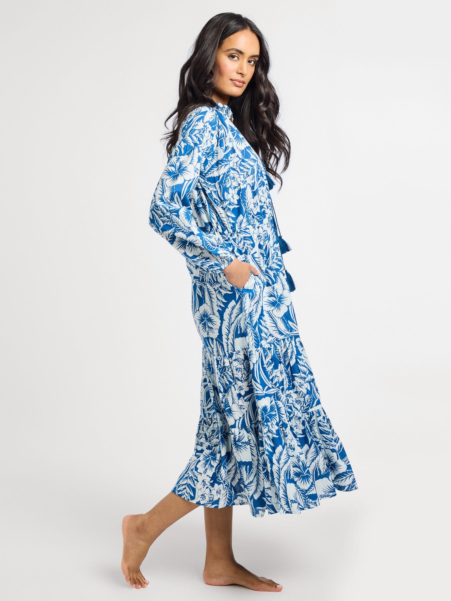 MILLE Clothing Astrid Dress in Blue Hibiscus