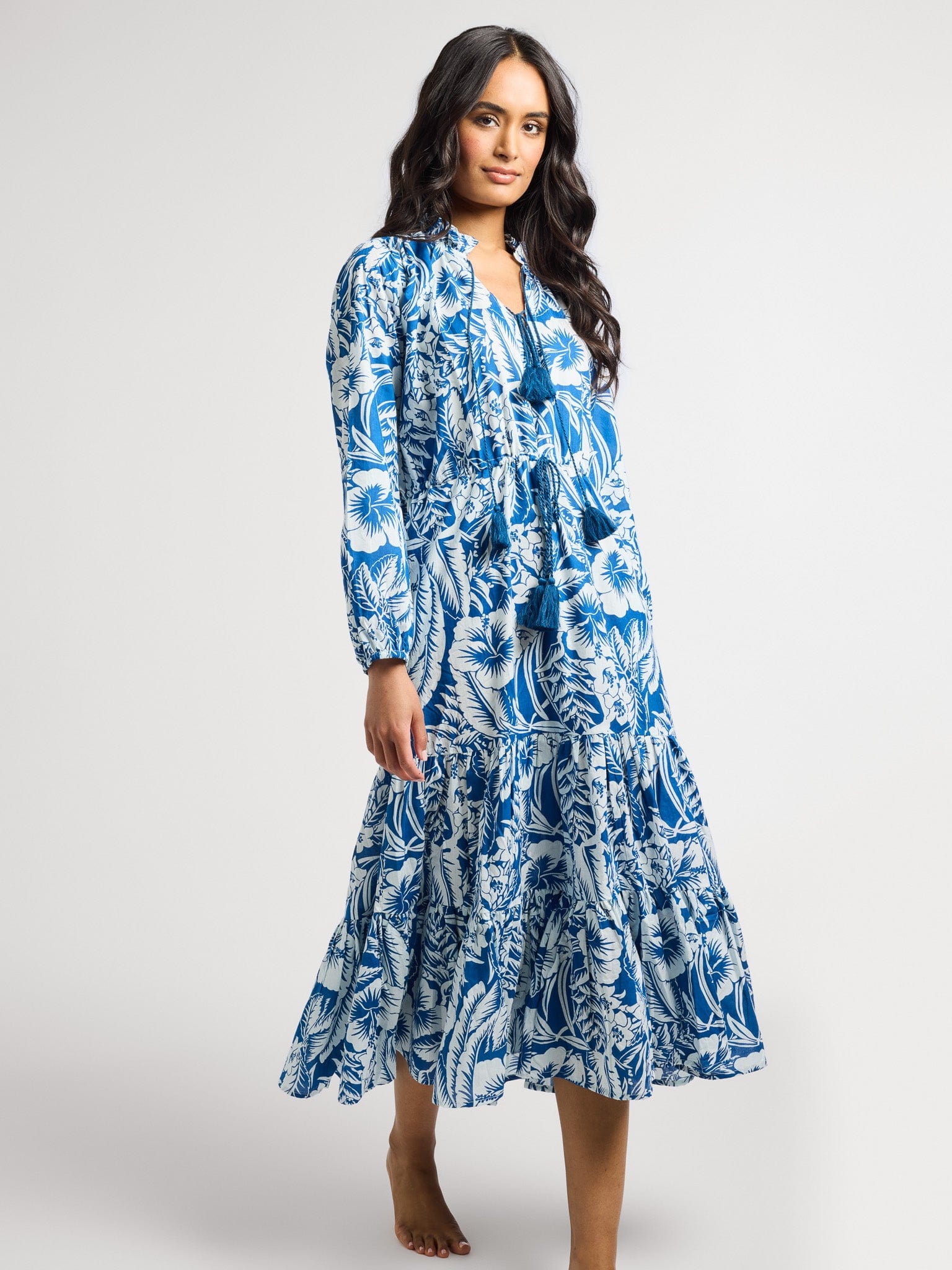 MILLE Clothing Astrid Dress in Blue Hibiscus