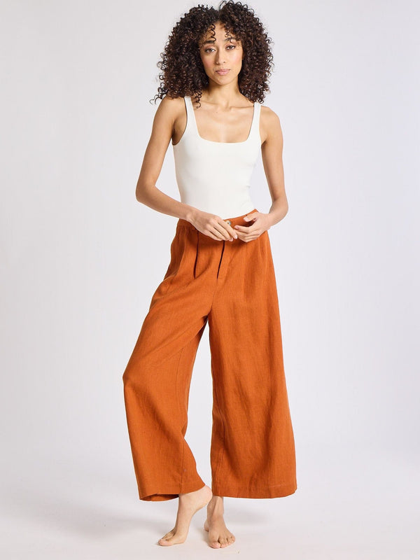 Avie Pant in Sepia Linen — view 3