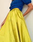 MILLE Clothing Ayla Skirt in Chartreuse Taffeta