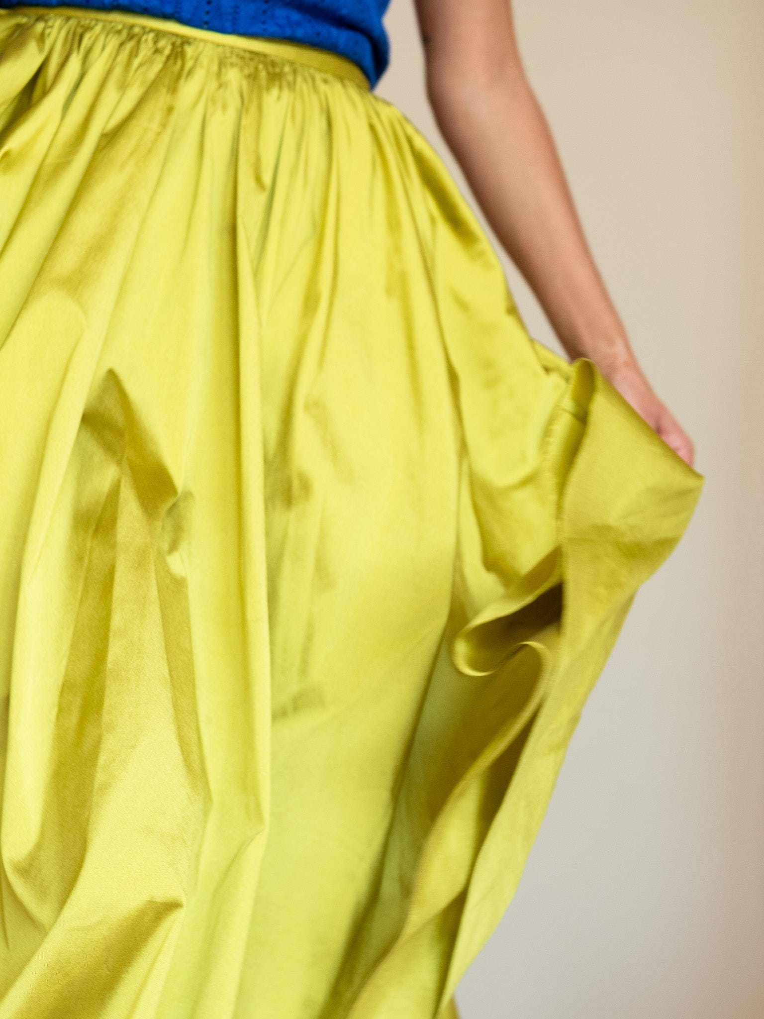 MILLE Clothing Ayla Skirt in Chartreuse Taffeta