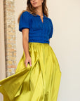 MILLE Clothing Ayla Skirt in Chartreuse Taffeta