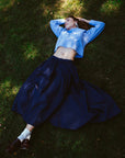 MILLE Clothing Ayla Skirt in Navy Taffeta