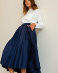 MILLE Clothing Ayla Skirt in Navy Taffeta